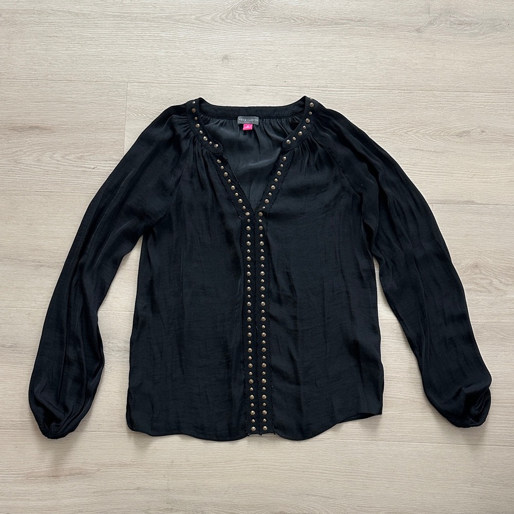 Vince Camuto Black Blouse with Studded Detail